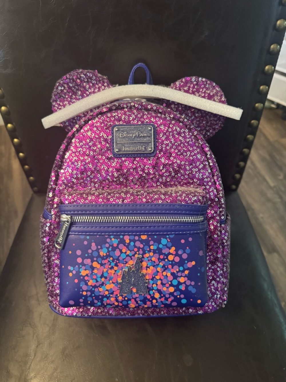 Loungefly Purple Sequin Mini Backpack with Confetti Pocket